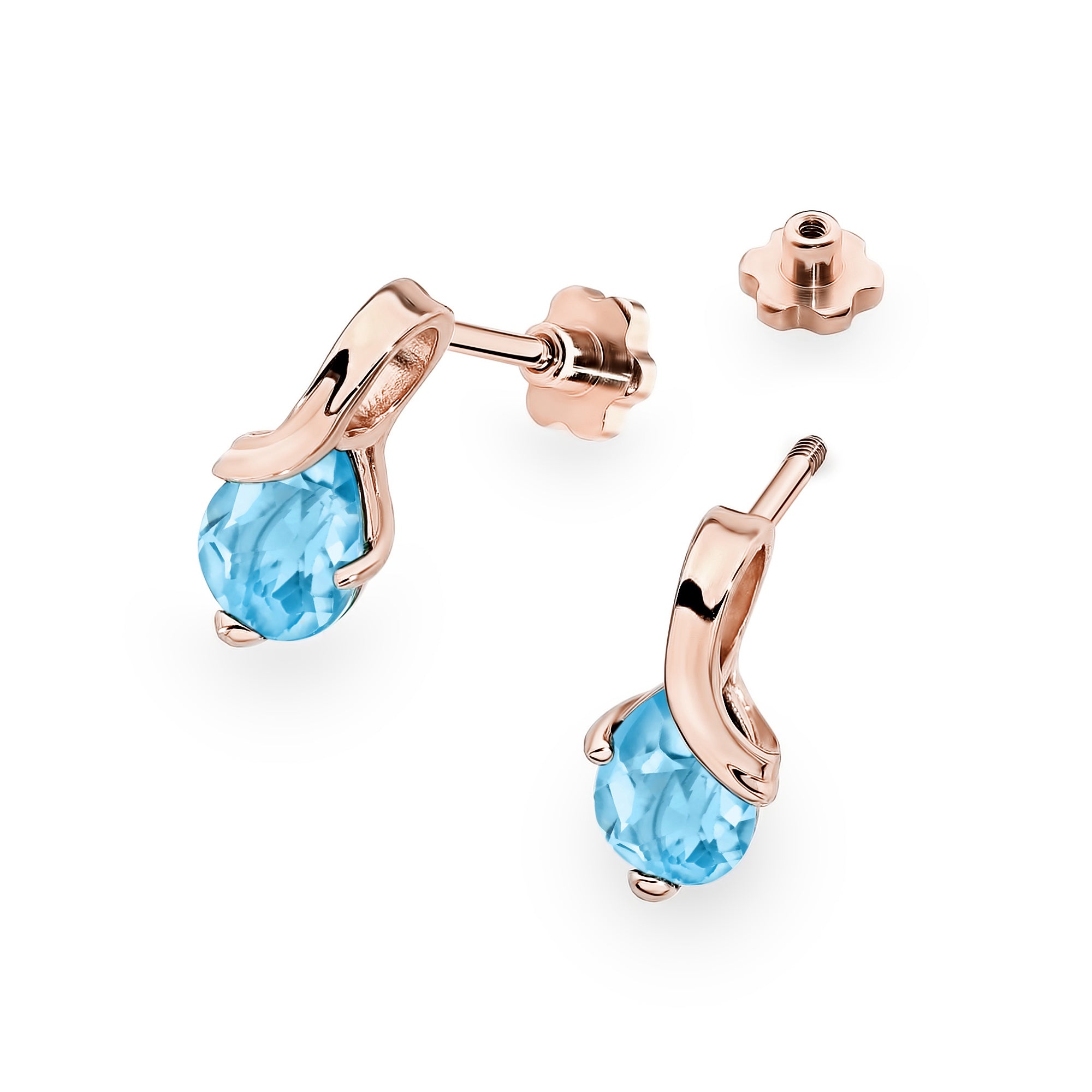 Cercei Aur 14K cu Topaz Swiss 0.90 ct Filet cu Protectie