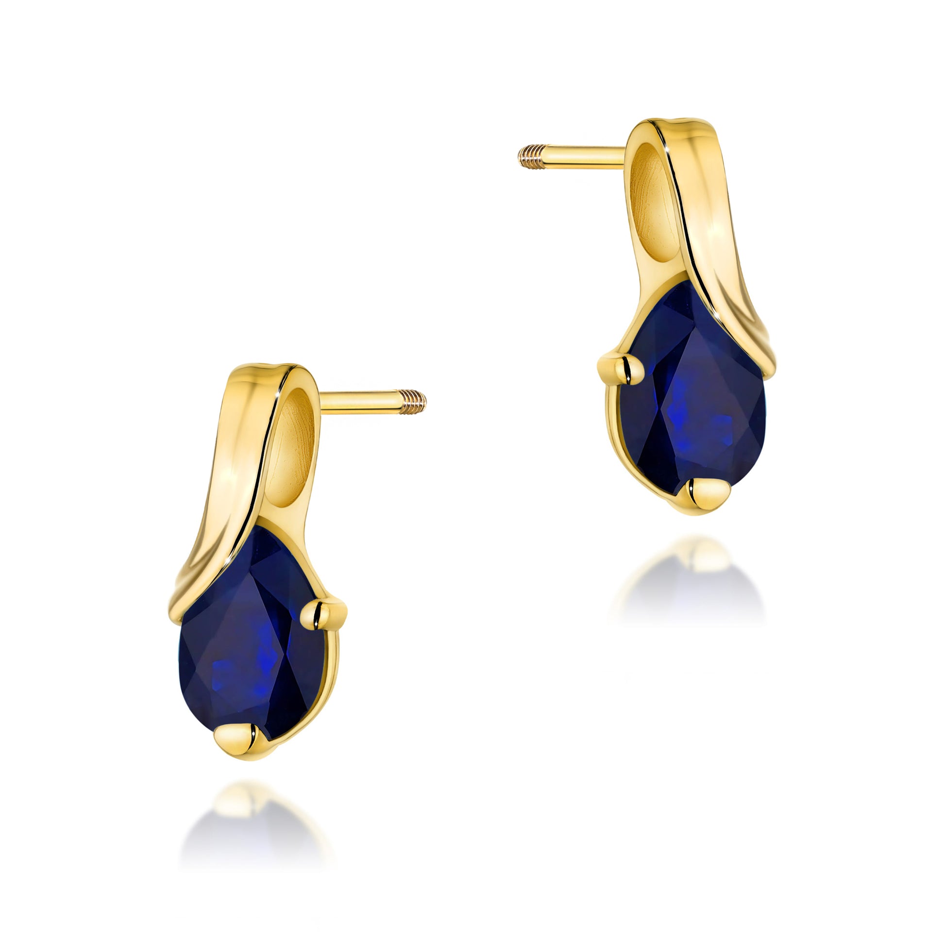 Cercei Aur 14K cu Safir 0.60 ct Filet cu Protectie