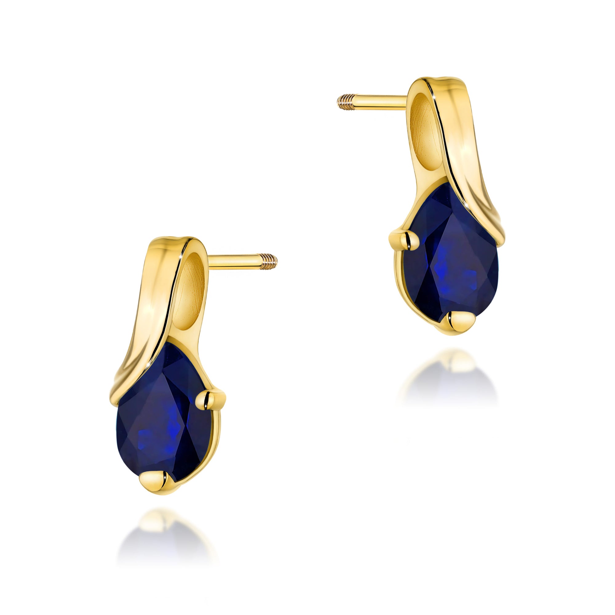 Cercei Aur 14K cu Safir 0.60 ct Filet cu Protectie