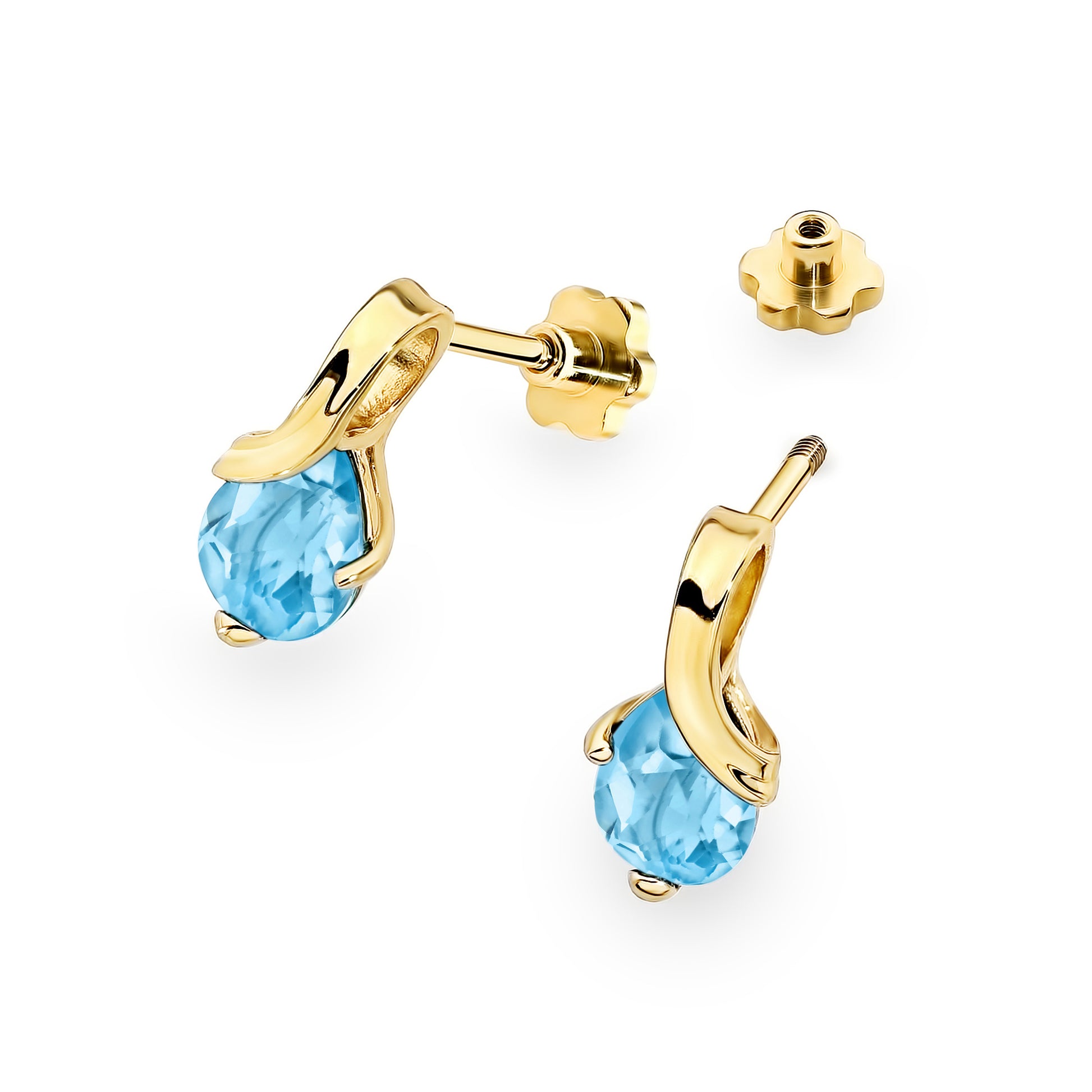 Cercei Aur 14K cu Topaz Swiss 0.90 ct Filet cu Protectie