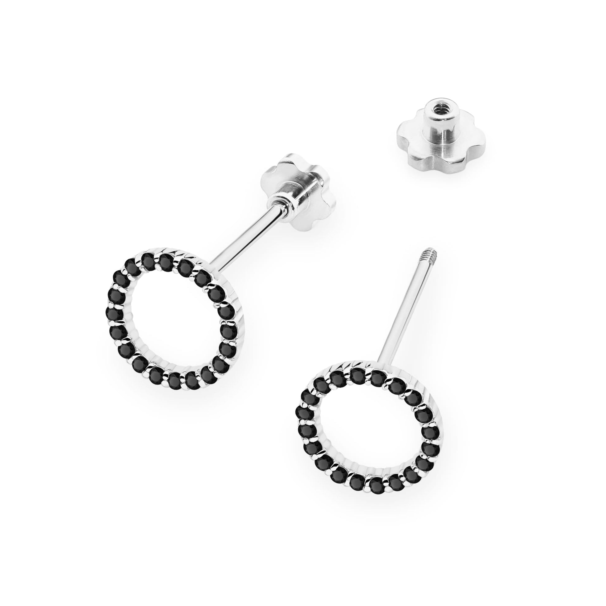 Cercei Aur 14K cu Diamante Naturale Negre 0.20 ct Filet cu Protectie
