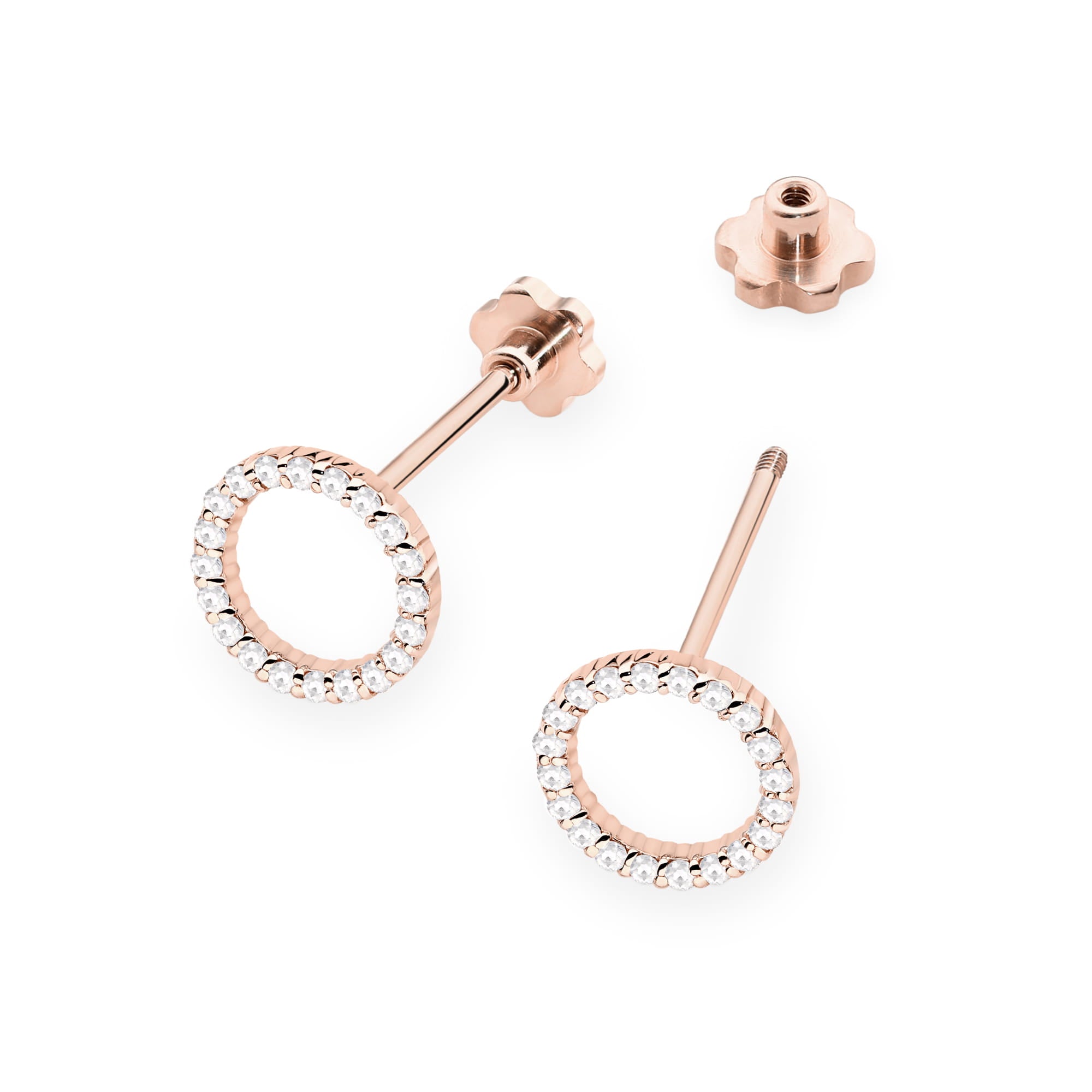Cercei Aur 14K cu Diamante Naturale 0.20 ct Filet cu Protectie