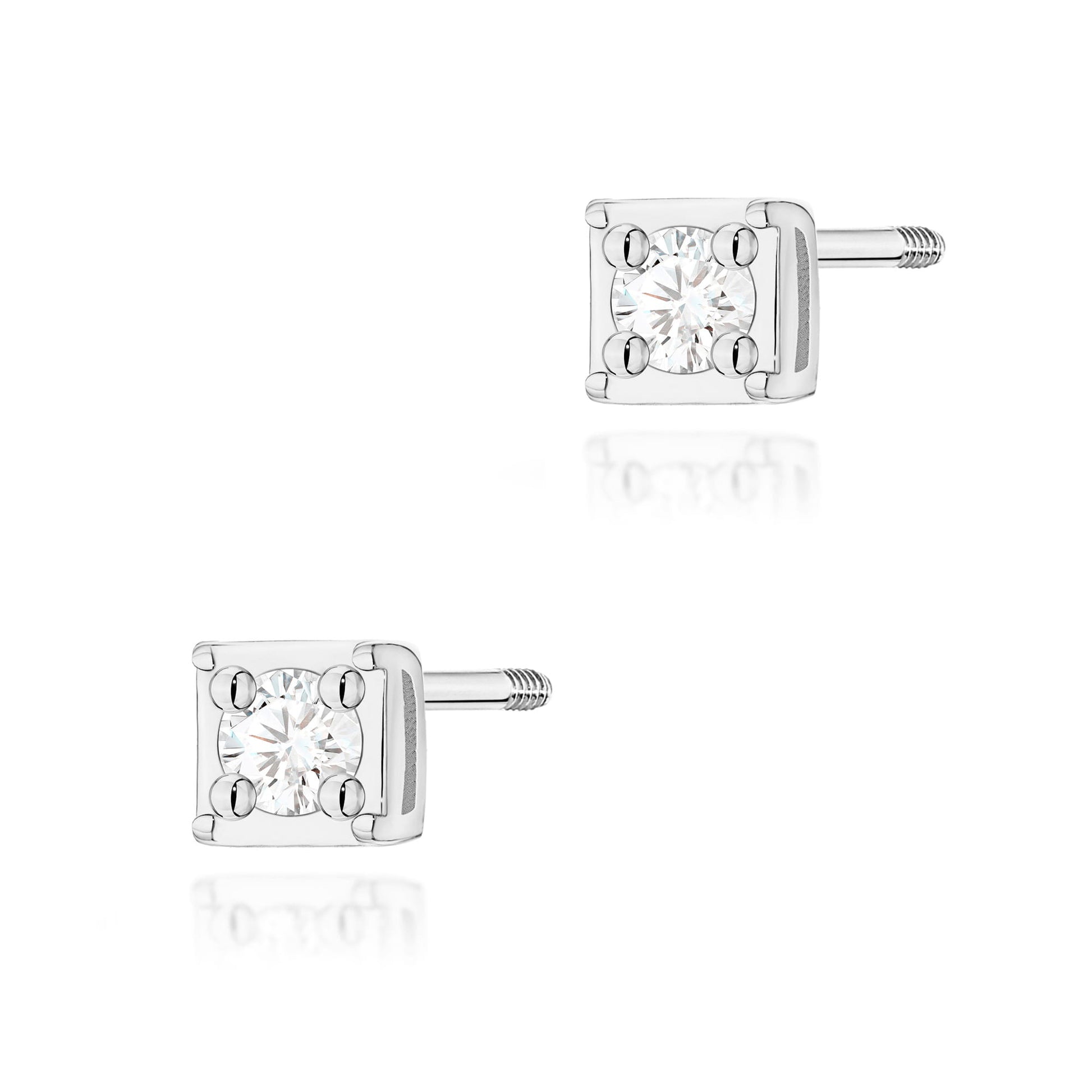 Cercei Aur 14K cu Diamant Natural 0.03 ct Filet cu Protectie