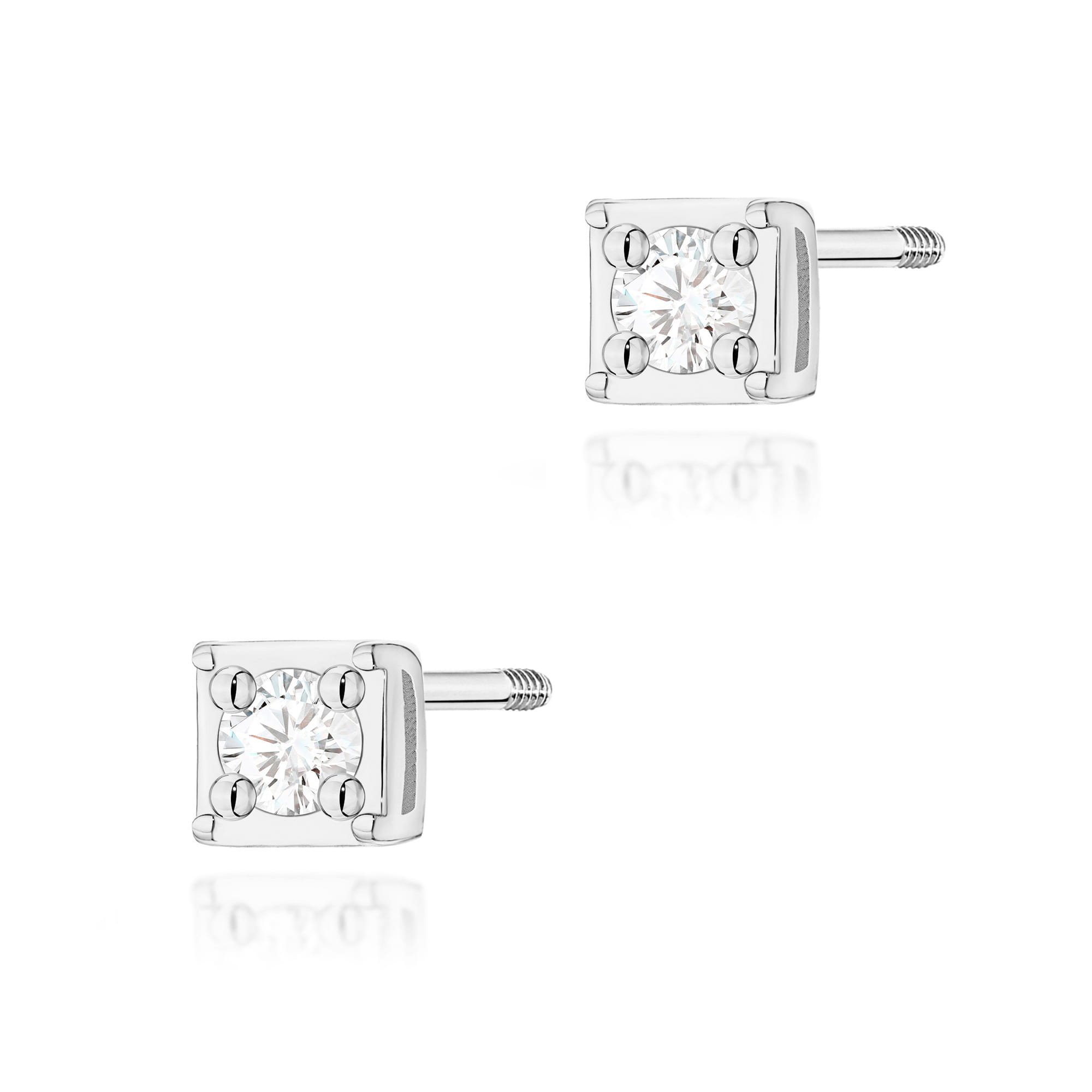 Cercei Aur 14K cu Diamant Natural 0.03 ct Filet cu Protectie