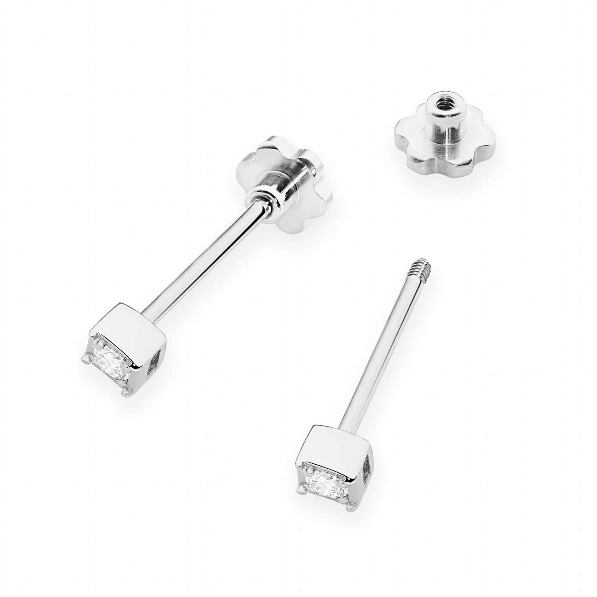 Cercei Aur 14K cu Diamant Natural 0.03 ct Filet cu Protectie