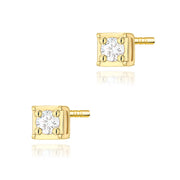 Cercei Aur 14K cu Diamant Natural 0.03 ct