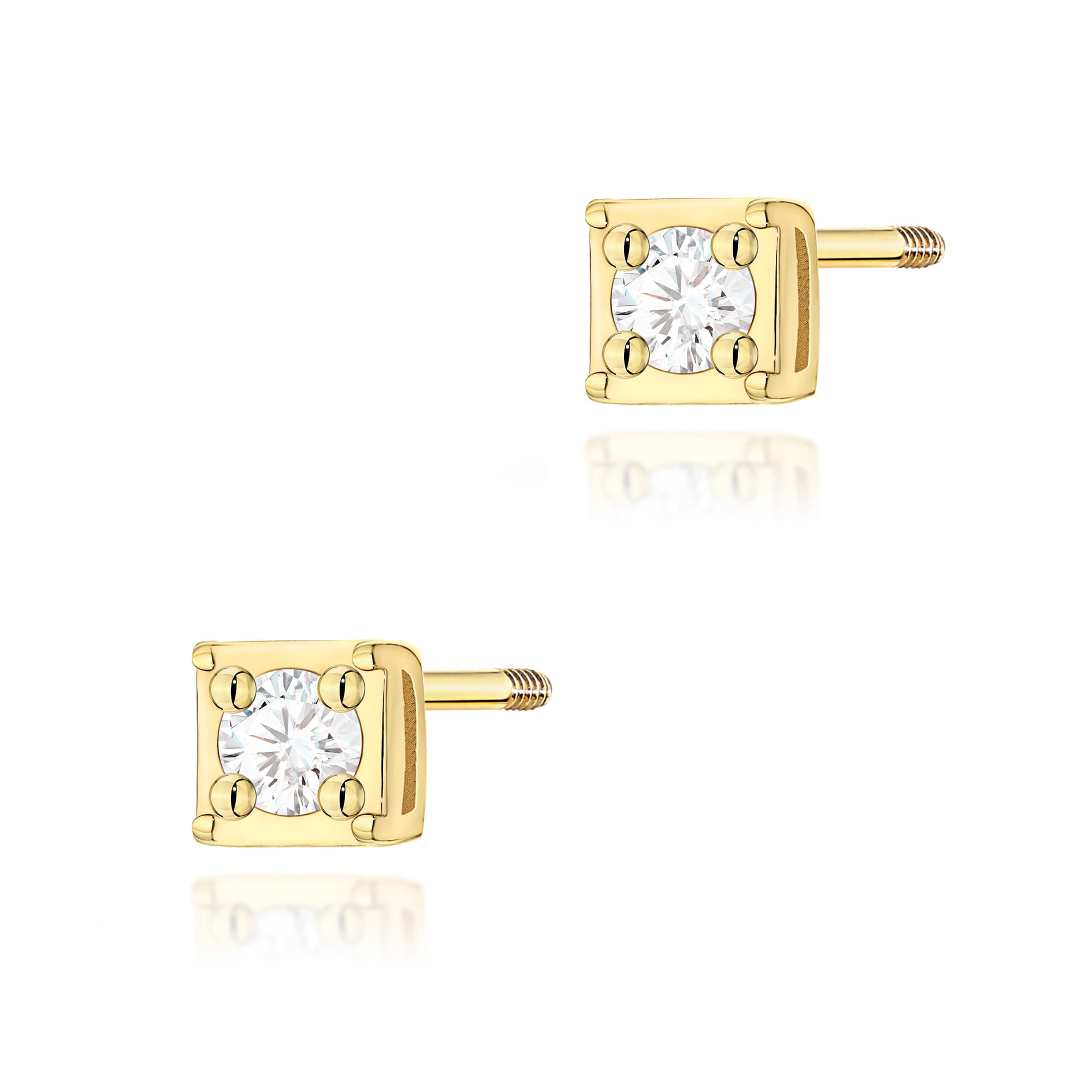 Cercei Aur 14K cu Diamant Natural 0.03 ct Filet cu Protectie