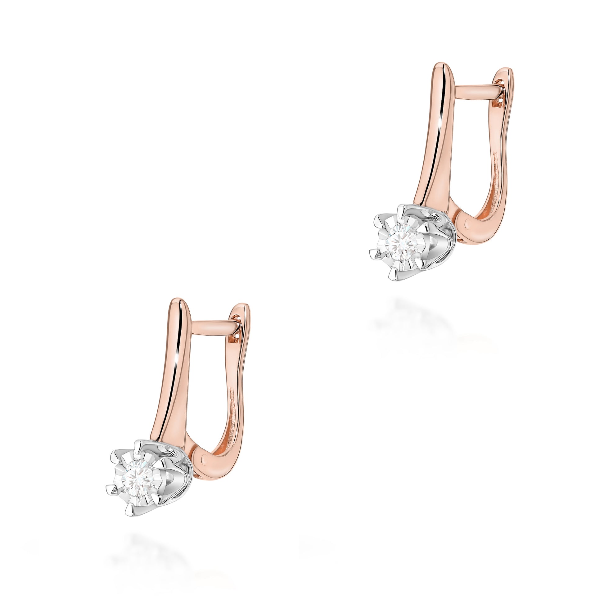 Cercei Aur 14K cu Diamant de Laborator 0.08 ct