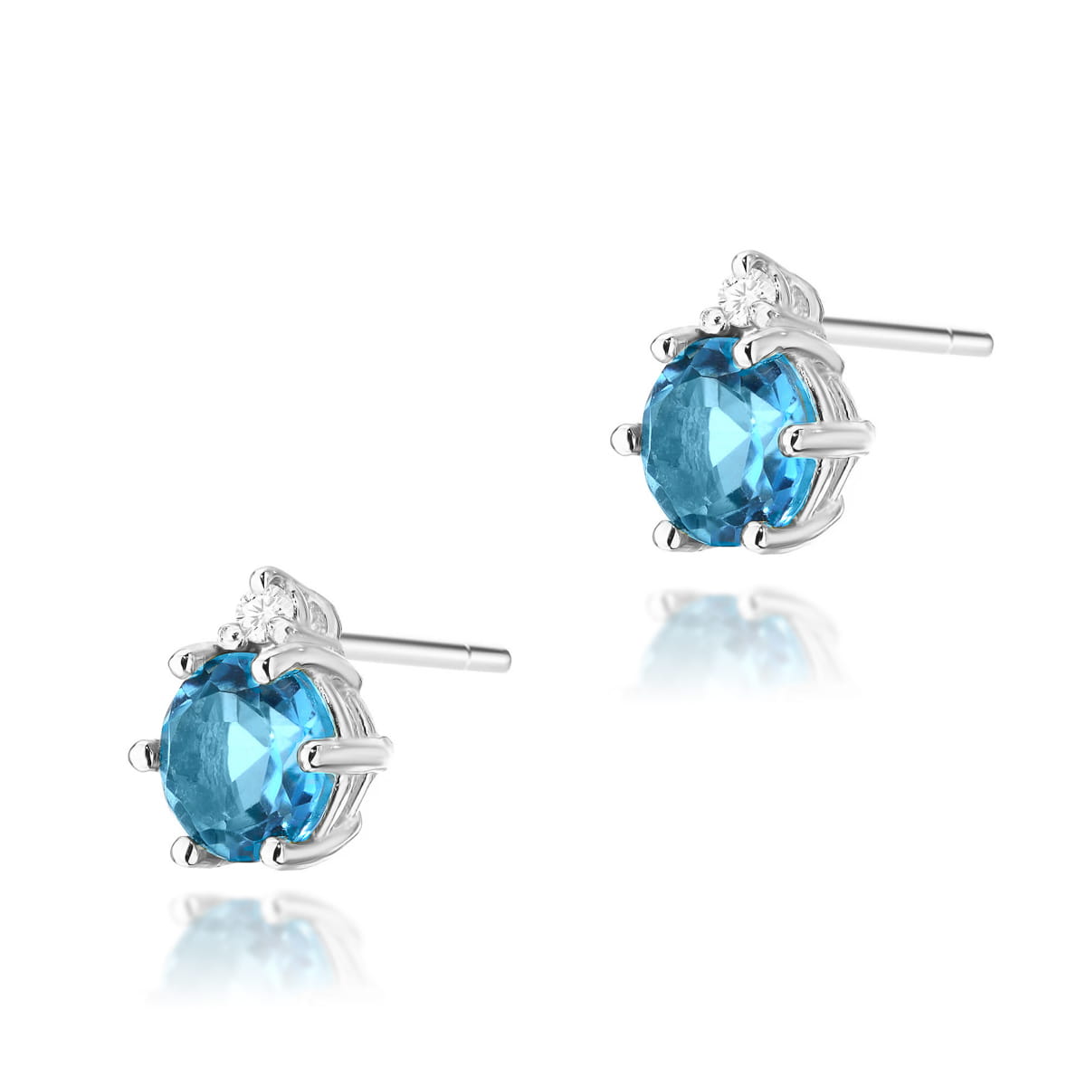 Cercei Aur 14K cu Topaz 1.20 ct si Diamant 0.03 ct