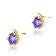 Cercei Aur 14K cu Ametist 0.50 ct si Diamante Naturale 0.03 ct
