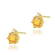 Cercei Aur 14K cu Citrin 0.50 ct si Diamante Naturale 0.03 ct