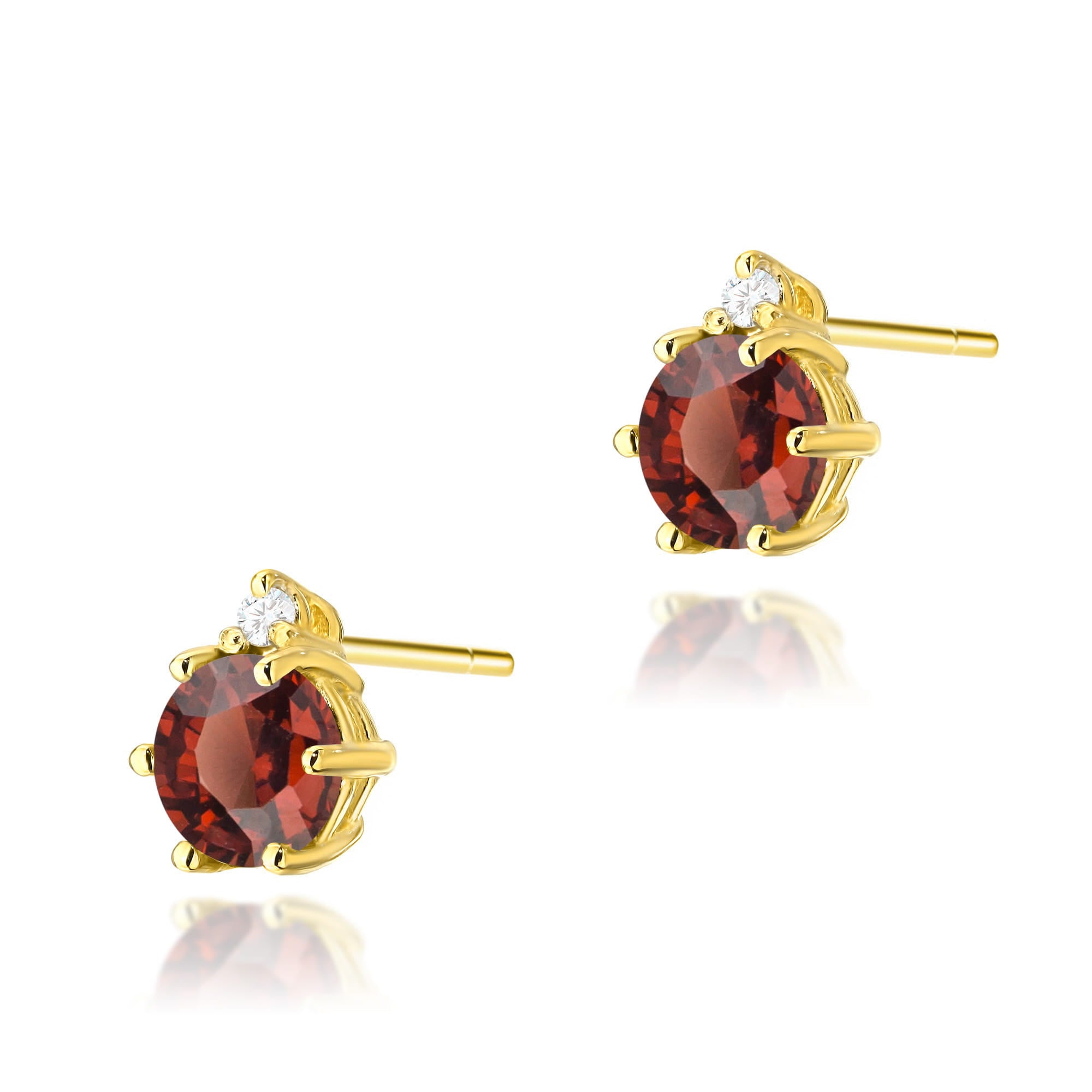 Cercei Aur 14K cu Garnet 1.20 ct si Diamant 0.03 ct.