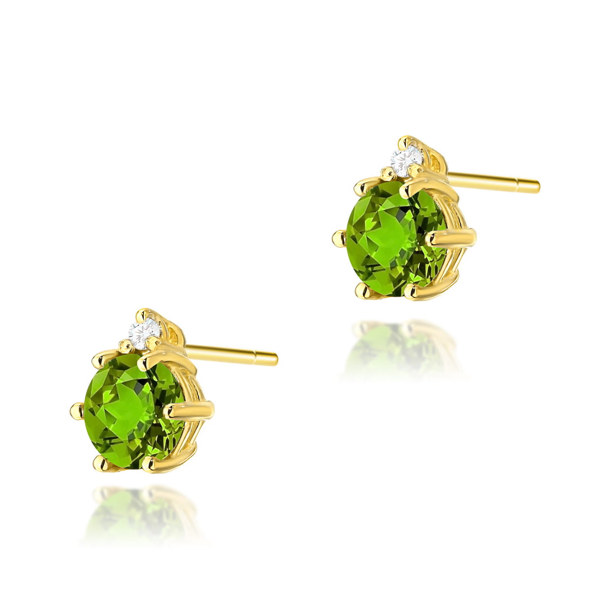 Cercei Aur 14K cu Peridot 1.20 ct si Diamant 0.03 ct