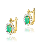Cercei Aur 14K cu Smarald 0.40 ct si Diamante Naturale 0.24 ct