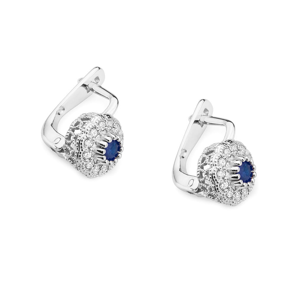 Cercei Aur 14K cu Safir 0.30 ct si Diamante 0.20 ct