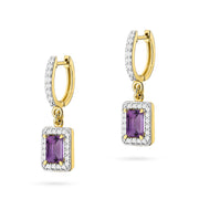Cercei Aur 14K cu Ametist 0.50 ct si Diamante Naturale 0.34 ct