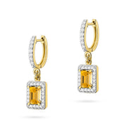 Cercei Aur 14K cu Citrin 0.60 ct si Diamante Naturale 0.34 ct