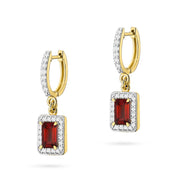 Cercei Aur 14K cu Granat 0.70 ct si Diamante Naturale 0.34 ct
