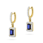 Cercei Aur 14K cu Safir 0.60 ct si Diamante Naturale 0.34 ct