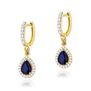 Cercei Aur 14K cu Safir 1.20 ct si Diamante Naturale 0.26 ct