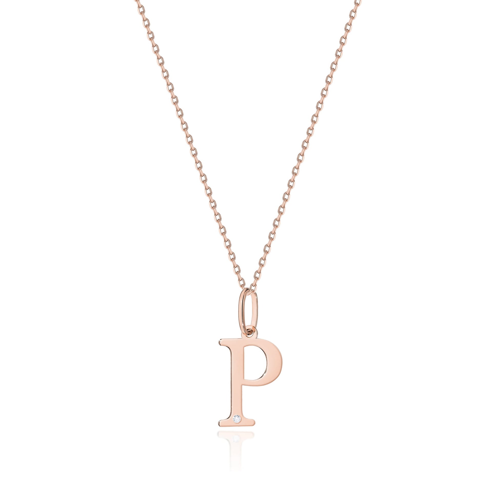 Colier cu pandantiv litera W din Aur 14K cu Diamant Natural 0.005 ct