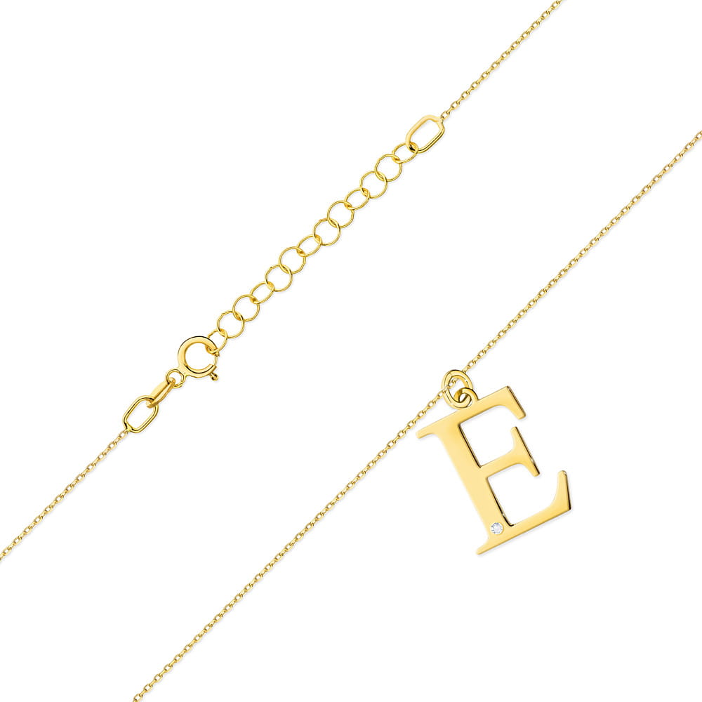 Colier cu pandantiv litera H din Aur 14K cu Diamant Natural 0.005 ct