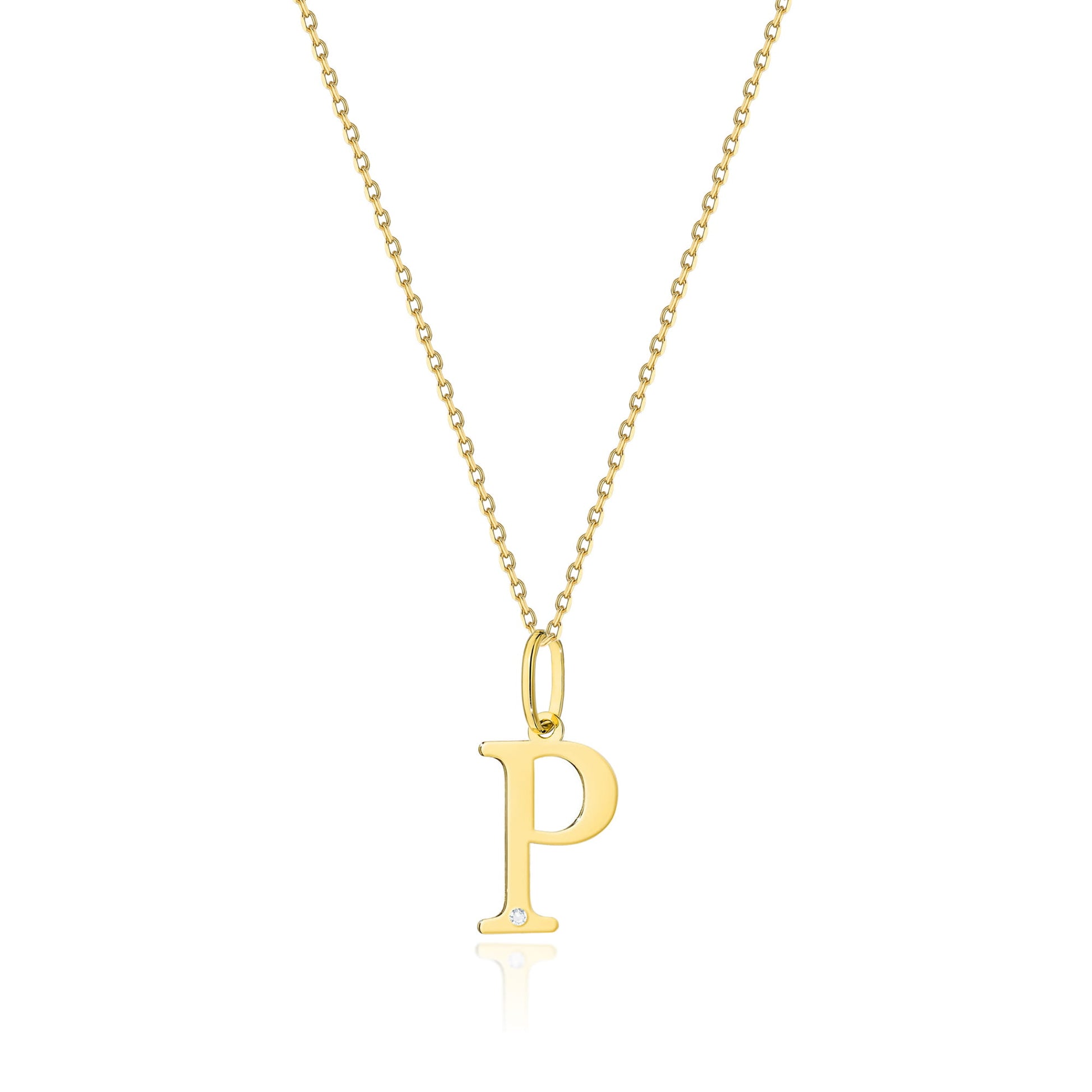 Colier cu pandantiv litera W din Aur 14K cu Diamant Natural 0.005 ct