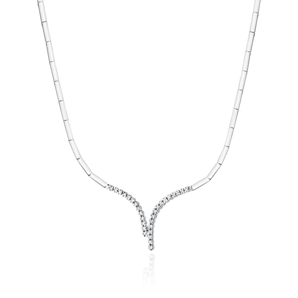 Colier 14 K cu Diamante 0.29 ct - Alb