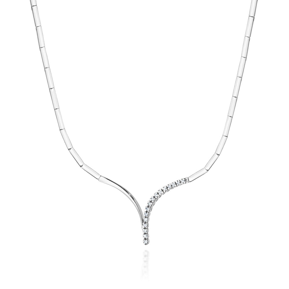 Colier Aur 14k cu Diamante 0.16 ct - Alb