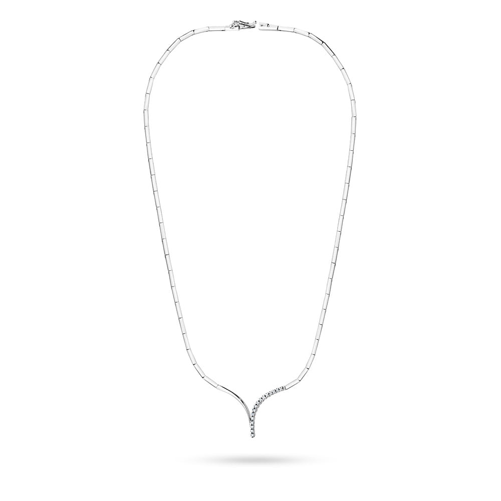 Colier Aur 14k cu Diamante 0.16 ct - Alb