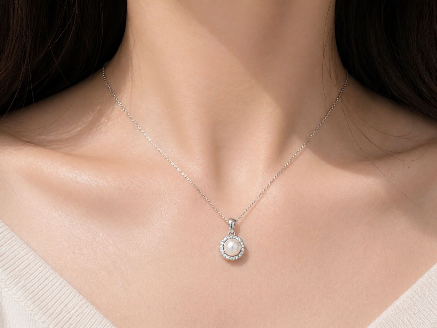 Colier Argint 925 cu Perla si Zirconii