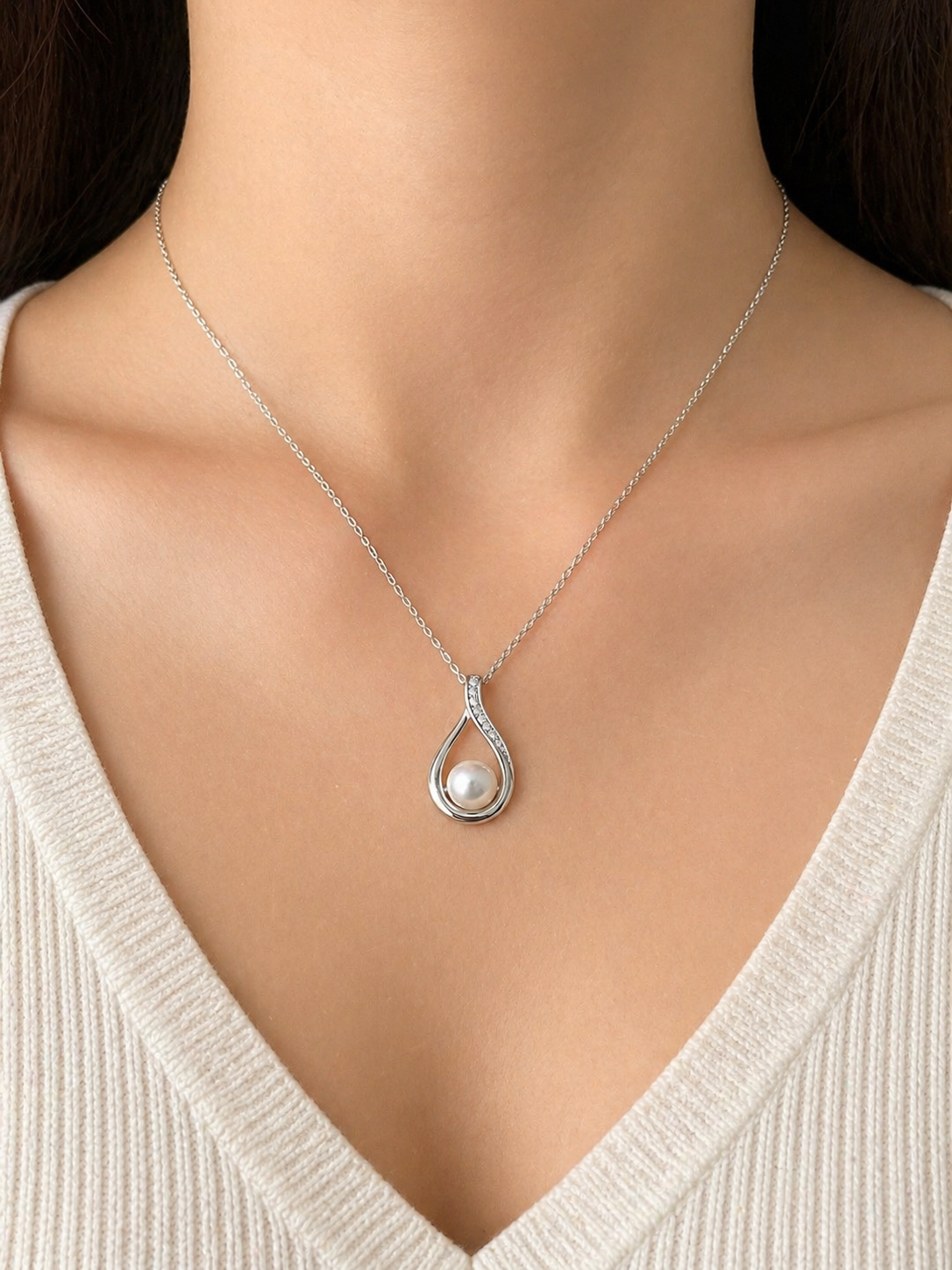 Colier Argint 925 cu Perla si Zirconii