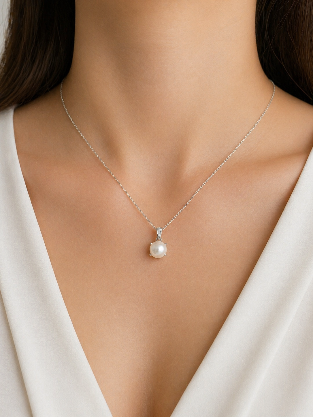 Colier Argint 925 cu Perla si Zirconii
