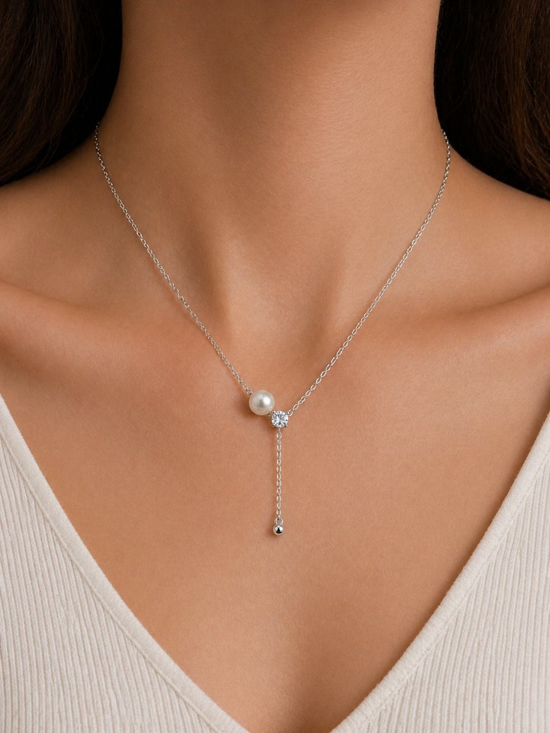 Colier Argint 925 cu Perla si Zirconiu