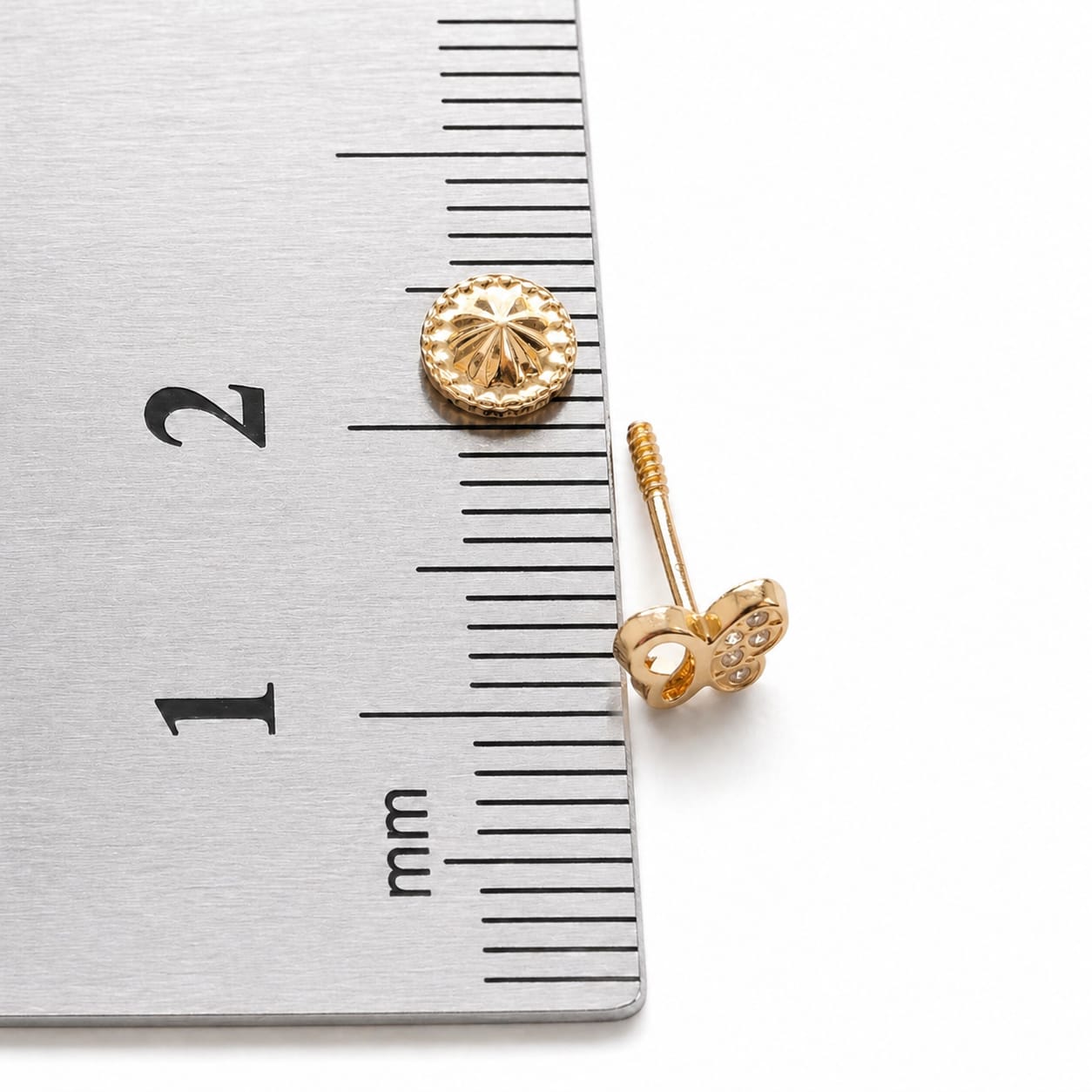 Cercei Aur 14K fluturași cu zirconii, Filet cu Protecție