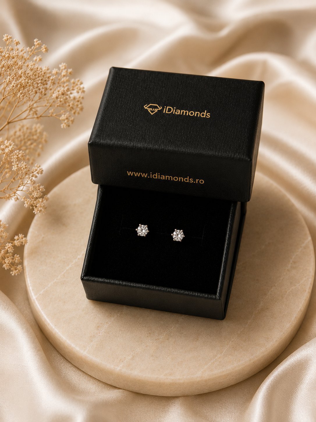 Cercei Aur 14k CZ , Filet cu Protectie
