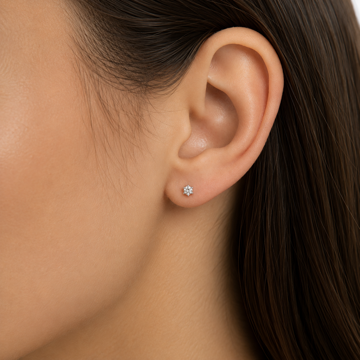 Cercei Aur 14k CZ , Filet cu Protectie
