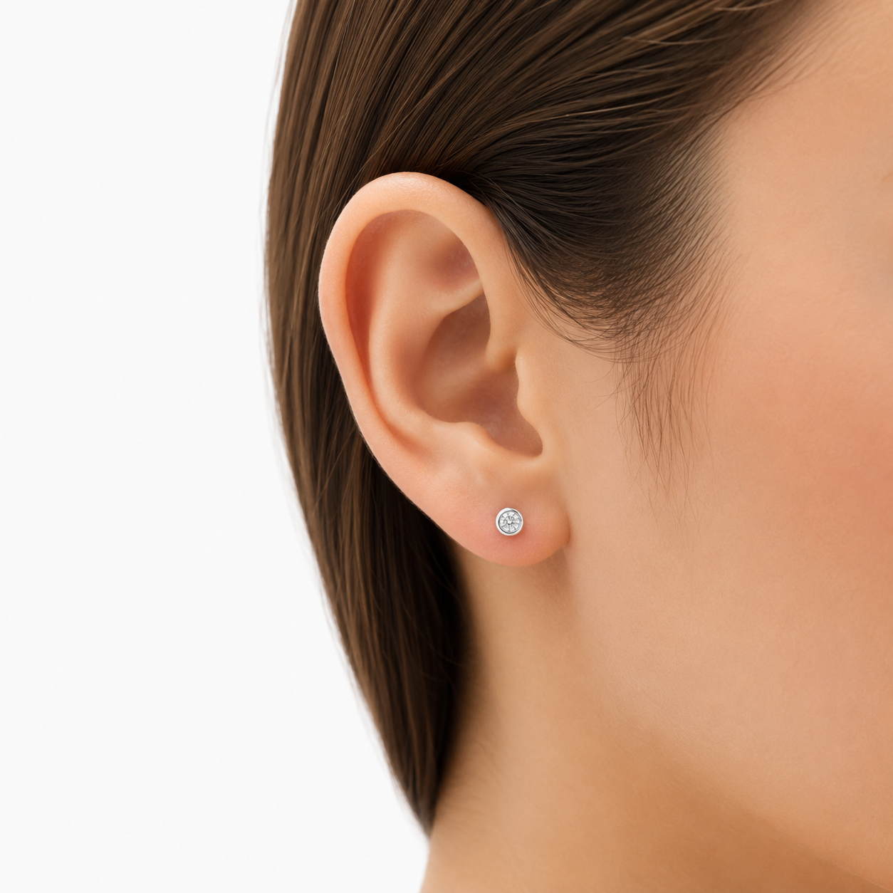 Cercei Filet cu Protectie - Aur Alb 14k
