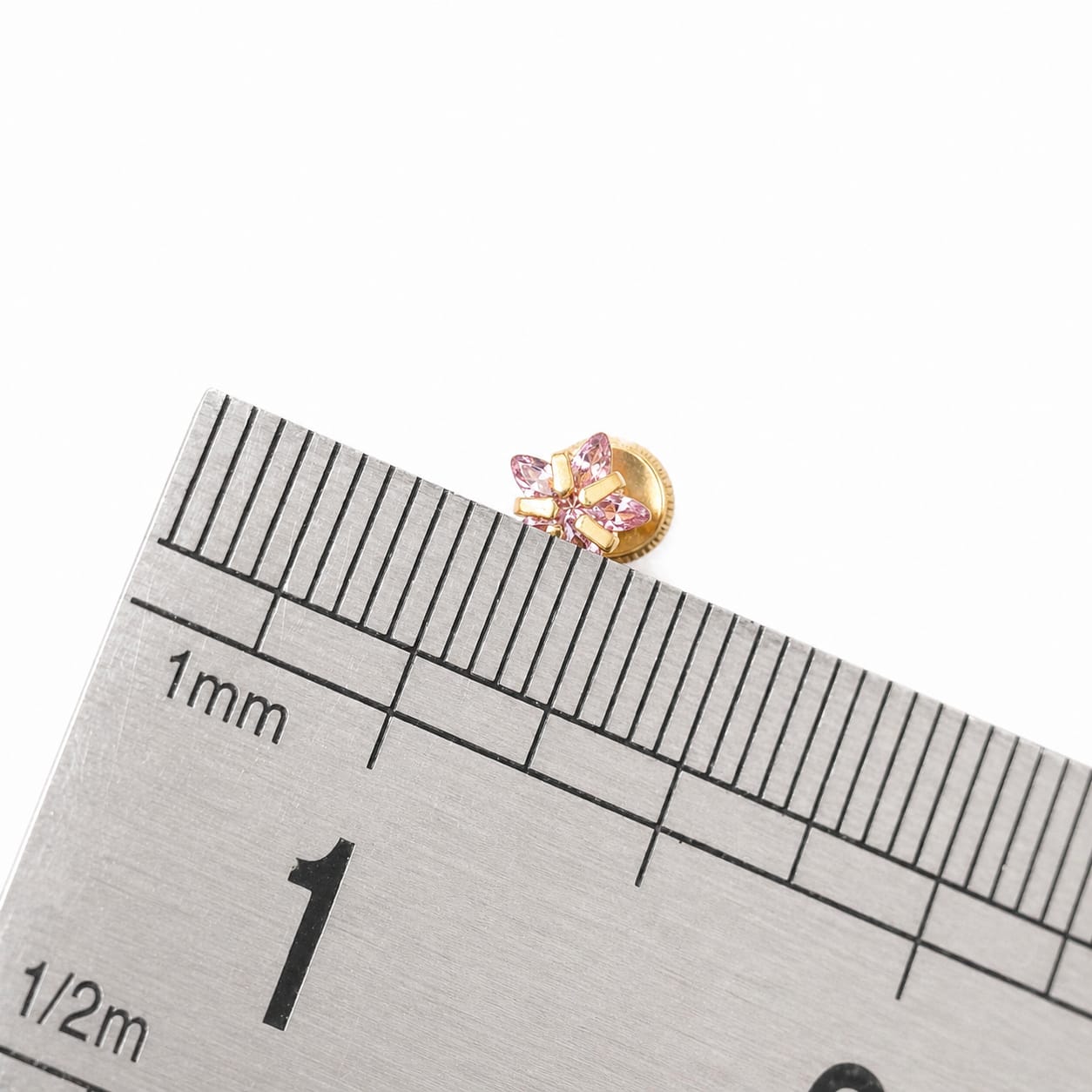 Cercei Aur 14K inimioare zirconii roz 5x5mm, Filet cu Protecție
