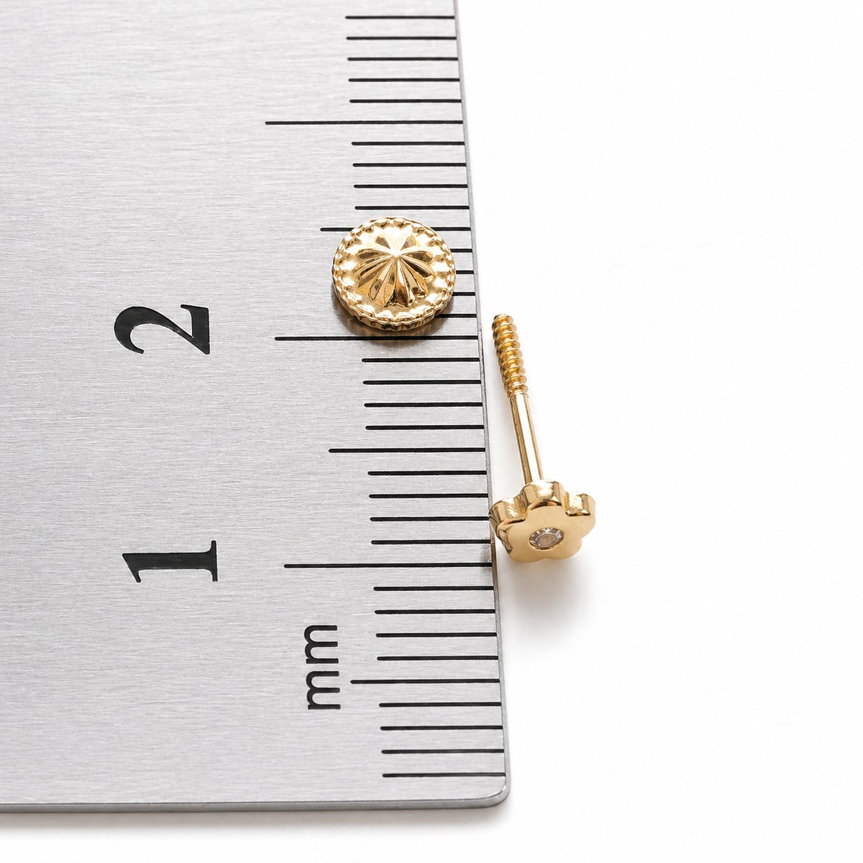 Cercei Aur 14K flori cu zirconii 1.5mm, Filet cu Protecție