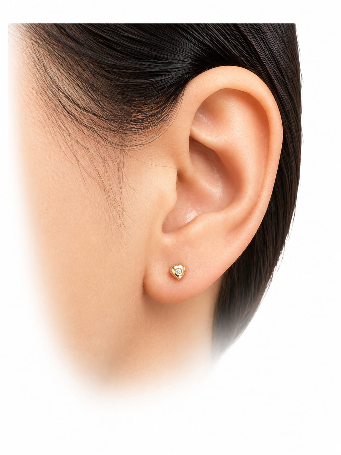 Cercei Aur 14K inimioare cu zirconii 1.5mm, Filet cu Protecție