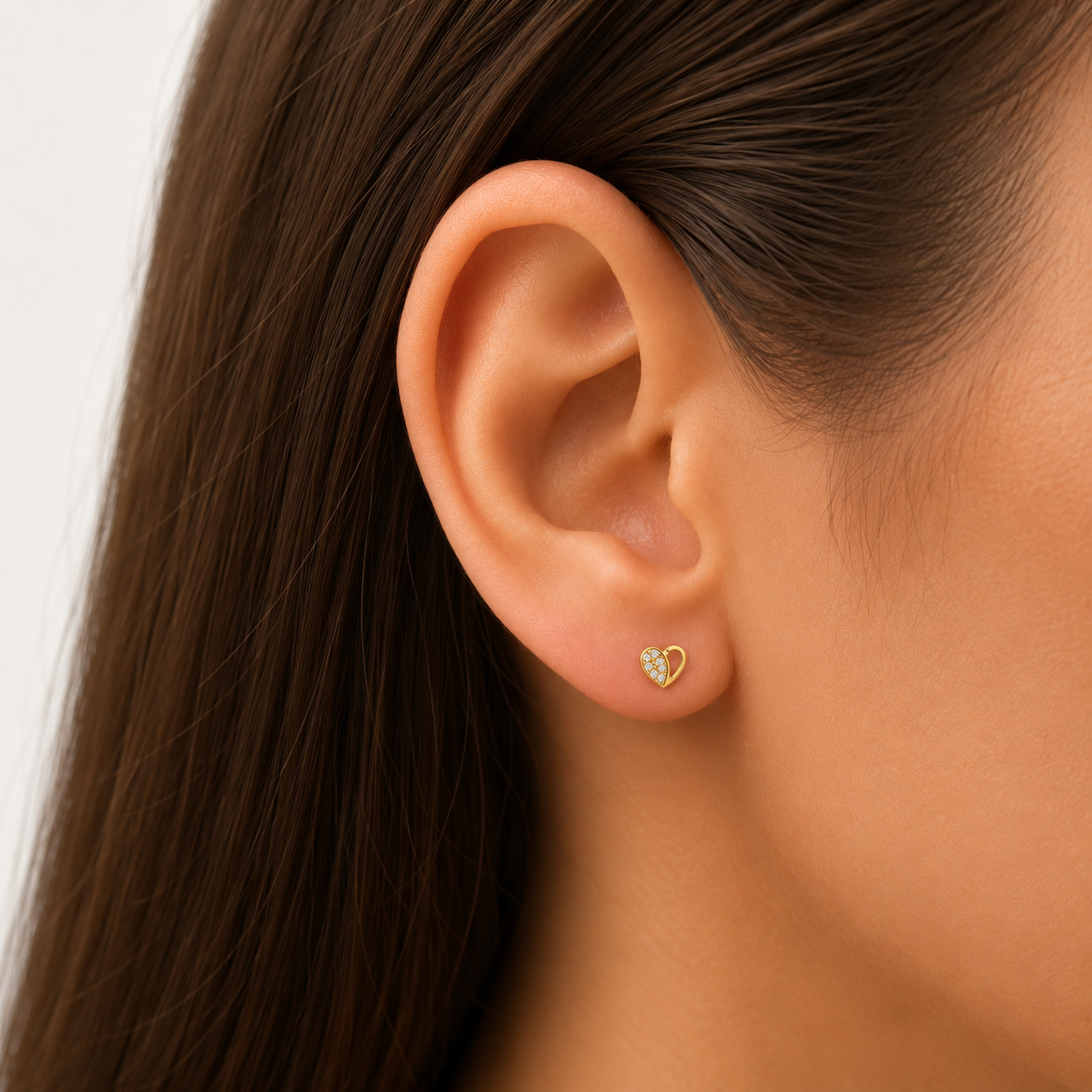 Cercei Aur 9K inimoara cu zirconii 0.8mm, Filet cu Protecție