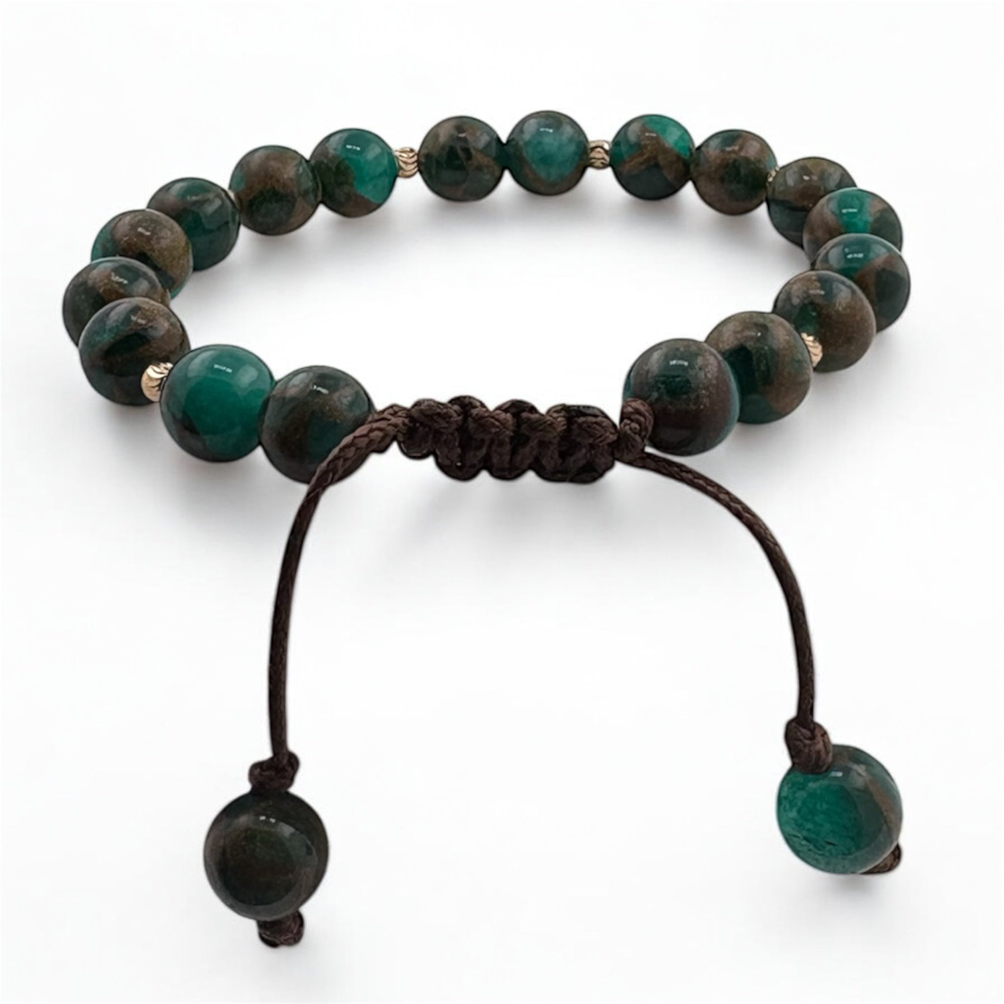 Bratara Bilute Moon Aur 14K cu Margele Verde Marble