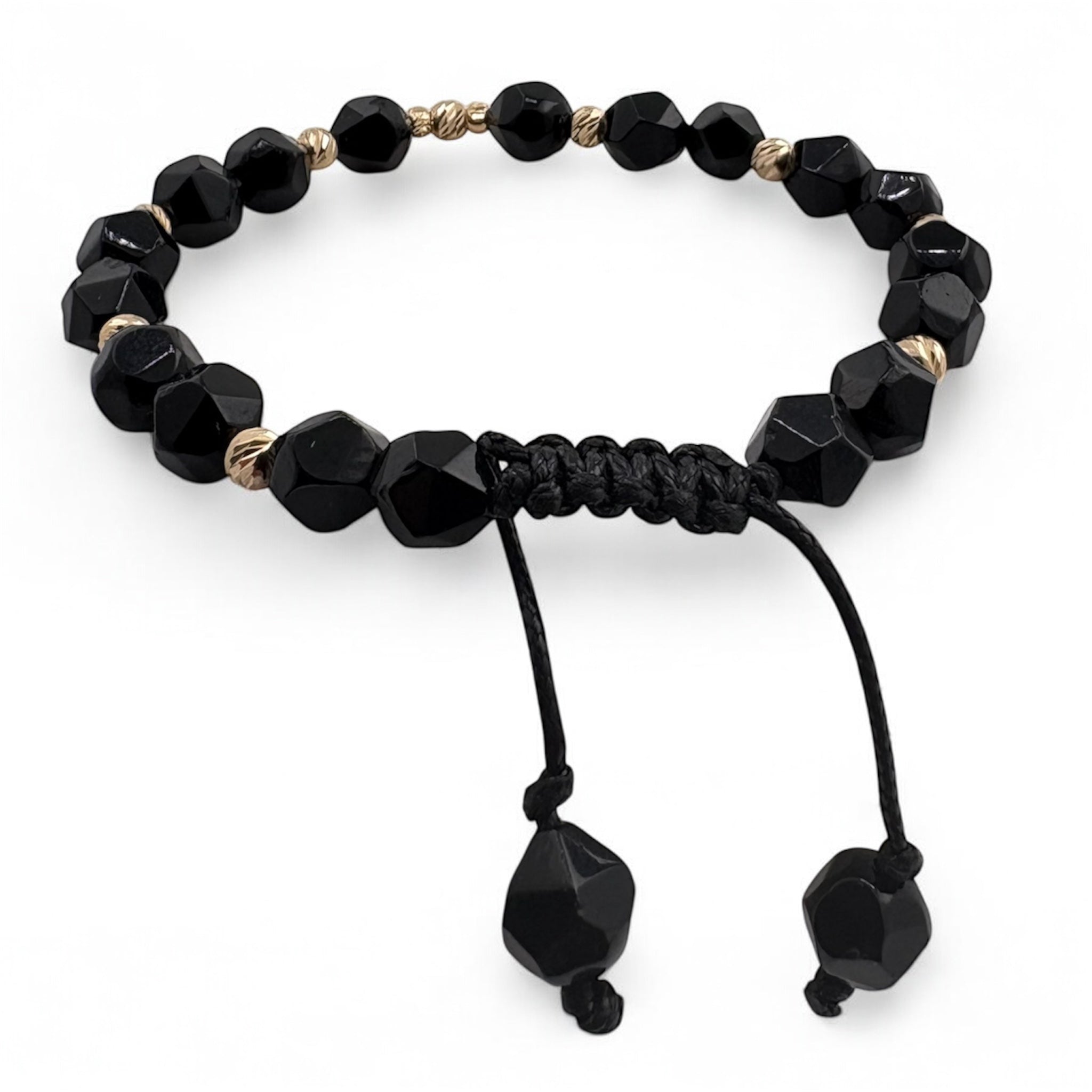 Bratara Bilute Slash Aur 14K cu Margele Negre