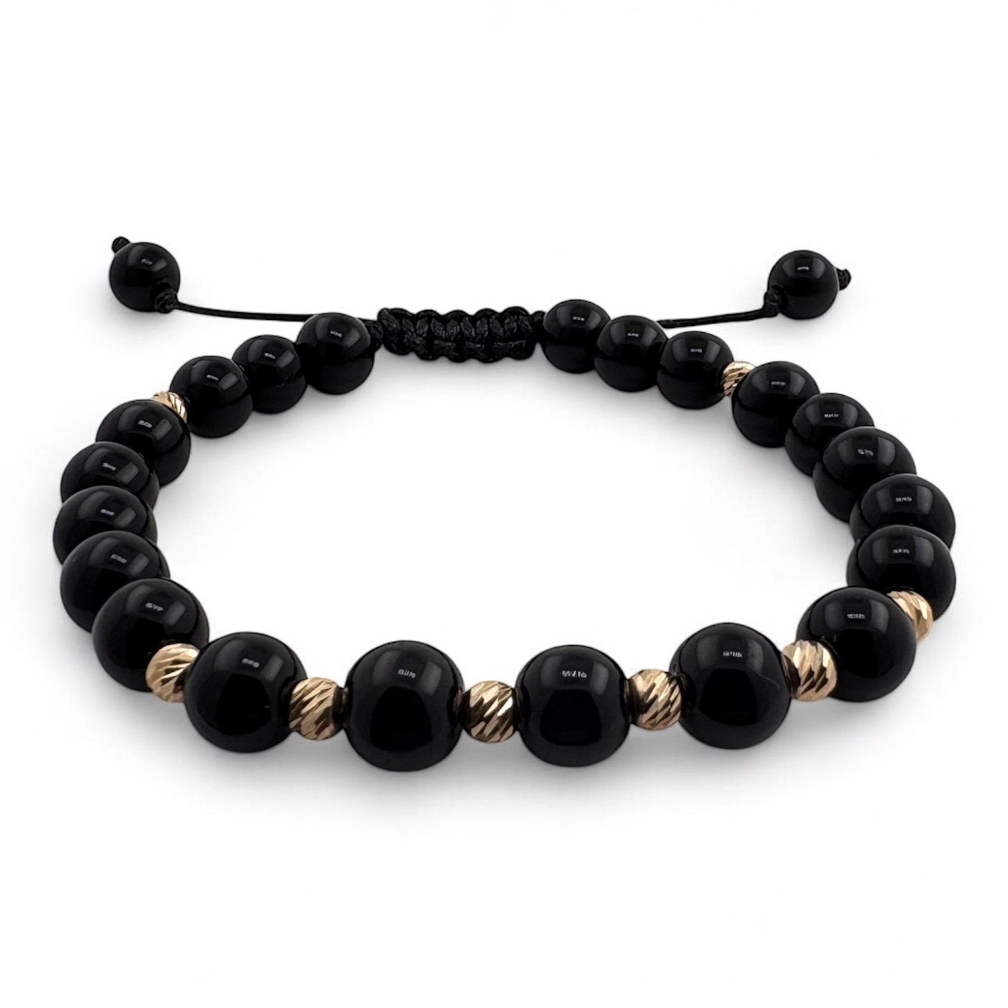 Bratara Bilute Slash Aur 14K cu Margele Negre