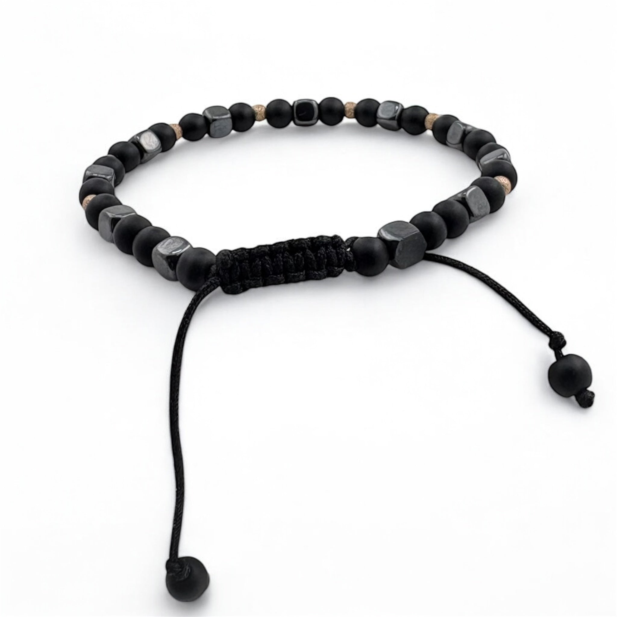 Bratara Bilute Stardust Aur 14K cu Margele  Negre si Grafit