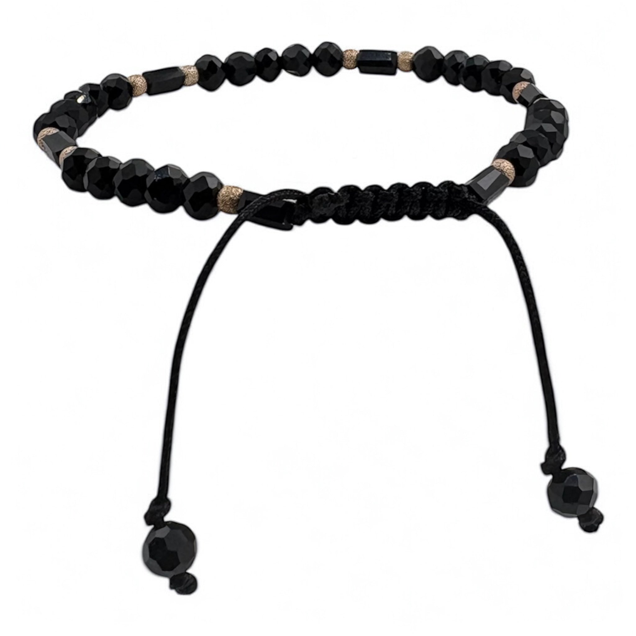Bratara Bilute Stardust Aur 14K cu Margele  Negre