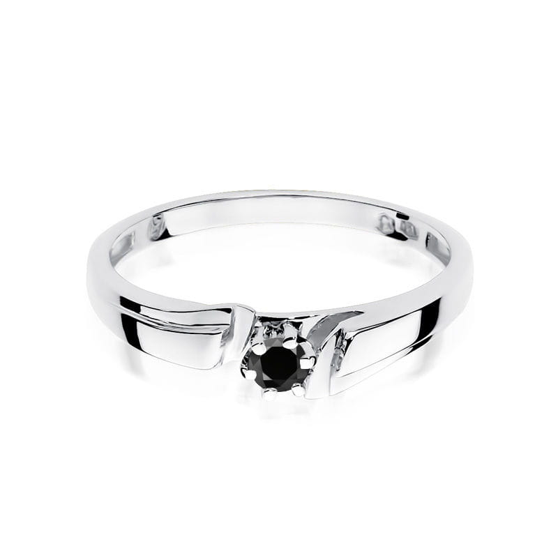 Inel Aur 14k cu Diamant Negru 0.12 ct