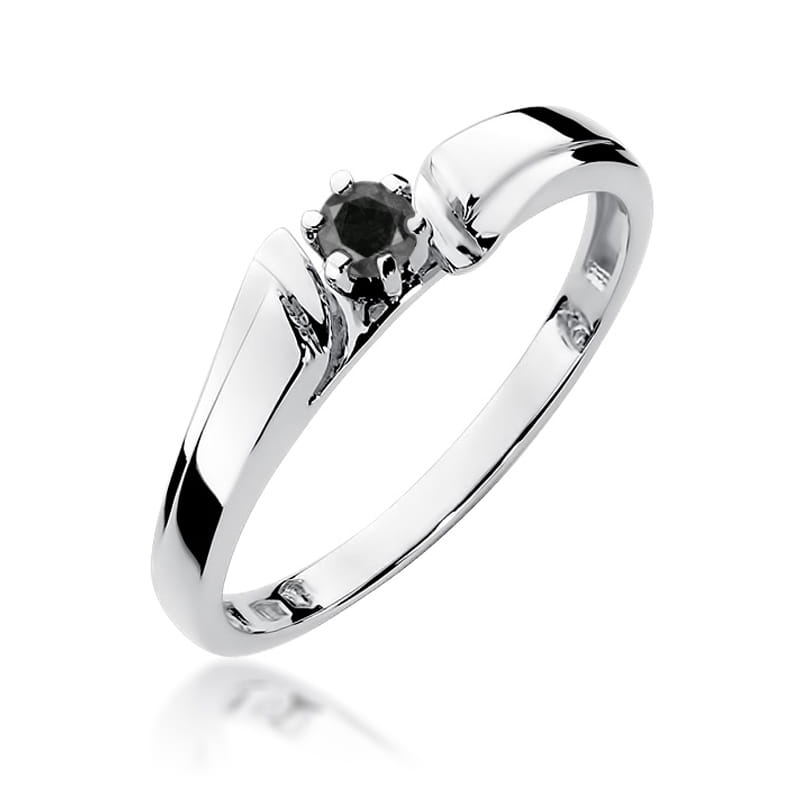 Inel Aur 14k cu Diamant Negru 0.12 ct