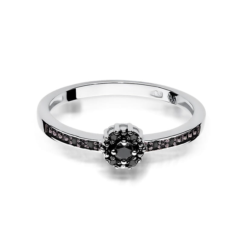 Inel Aur 14k cu Diamante Negre 0.09 ct